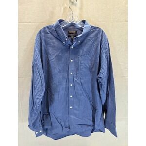 Kirkland Signature‎ Mens Blue Micro Check Non-Iron Dress Shirt 18 34/35